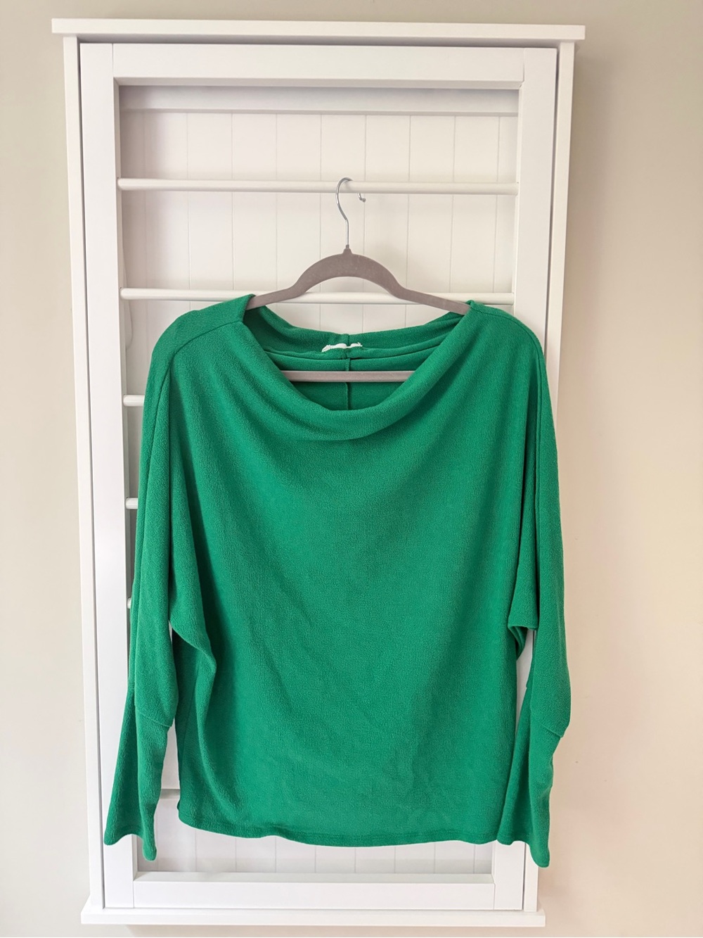 Relaxed Cowl Neck Top in Emerald Green
